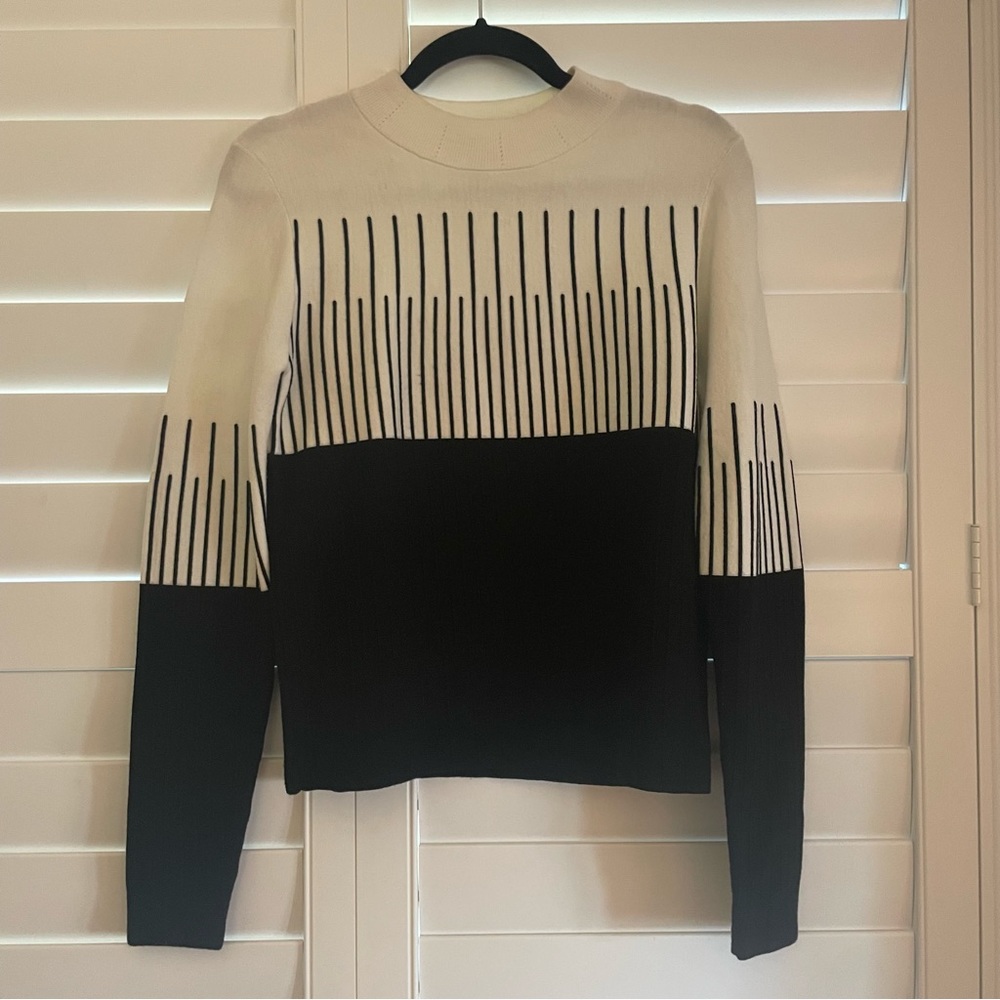Milly Black and White Crew Neck Sweater
